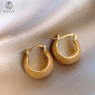 少凡美拉德復古耳扣2024年新款潮秋冬耳環(huán)女小眾設計輕奢高級感耳飾品 淺咖色