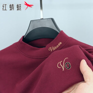 紅蜻蜓（RED DRAGONFLY）長(zhǎng)袖T恤男士2024秋冬季新款休閑圓領(lǐng)衣服體恤加絨打底衫衣服男裝 酒紅 XL