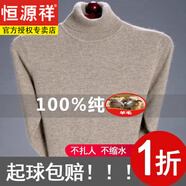 恒源祥100羊毛衫男毛衣男士半高領(lǐng)羊 絨毛衫加厚打底衫毛衣針織衫男 高 領(lǐng)駝色 165/M 建議95-120斤