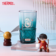 膳魔師（THERMOS）玻璃杯哈利波特聯(lián)名兒童水杯牛奶杯時尚辦公室把手杯咖啡杯 斯萊特林學(xué)院綠色玻璃杯 430ml