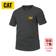 卡特（CAT）t恤男夏季男士重磅純棉T恤卡特戶外休閑寬松大碼圓領(lǐng)短袖體恤 深灰色 3XL 165-180斤