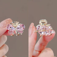 VISIT日韓仿水晶蝴蝶結發(fā)飾小號發(fā)夾迷你抓夾側邊劉海夾前額碎發(fā)夾女生 水晶蝴蝶結小抓夾水晶樹(shù)葉