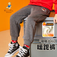 Classic Teddy精典泰迪兒童加絨褲子男女童保暖長(zhǎng)褲中大童裝加厚衛(wèi)褲 花灰 140 