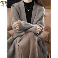 啄木鳥(niǎo)（TUCANO）韓系過(guò)膝中長(cháng)款毛衣開(kāi)衫松弛秋冬感落肩袖慵懶大衣針織外套 駝色 【收藏關(guān)注 優(yōu)先發(fā)貨】 L 105-115斤