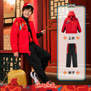 安踏兒童套裝男童裝2025春秋新年針織防風(fēng)時(shí)尚運(yùn)動(dòng)兩件套裝外套+長褲 【新年款】傳奇紅/基礎(chǔ)黑-1 160 cm