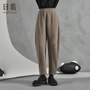 日著（rizhuo）原創(chuàng)設(shè)計感女裝2025秋季新款休閑寬松小眾拼接針織哈倫褲子 氣球咖 L
