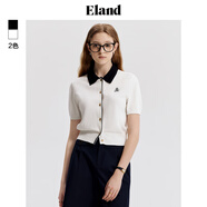 ELAND衣戀撞色翻領(lǐng)短袖針織衫純棉半開襟polo衫毛衣 象牙白/白色(39)Ivory S 160
