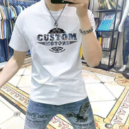 軒萊雅（XUANLAIYA）短袖男t恤2025新款字母印花衣服男潮流修身百搭透氣半袖體恤衫 白色 M