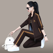 語(yǔ)縵 2025新款女裝春裝潮衛衣女春季休閑運動(dòng)服三件套套裝女春秋裝 6002咖啡色 L 100-110斤
