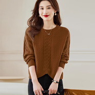 閱櫻針織衫女寬松秋冬新款女裝韓版純色顯瘦學(xué)生套頭毛衣女內(nèi)搭打底衫 咖啡色 M(85-105斤)