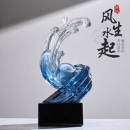 赟婭風(fēng)生水起水晶擺件輕奢高檔酒柜裝飾品擺件辦公室擺件喬遷之喜禮物 風(fēng)生水起-乘風(fēng)破浪【水晶球C款】