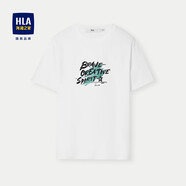 海瀾之家（HLA）短袖T恤男女24新款斜紋筆刷白色短袖男夏季 米白花紋BE 165/84A 推薦57~62kg