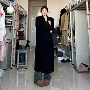 GARNUO高級感黑色羽絨內(nèi)膽呢子大衣女秋冬季新款小個子正肩西裝毛呢外套 黑色【常規(guī)內(nèi)里】 M【101-110】