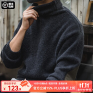 馬登工裝 美式復(fù)古純色保暖高領(lǐng)針織衫馬海毛毛衣秋季個(gè)性打底衫男 黑色 M