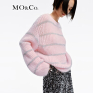 MO&Co.春秋含馬海毛羊毛閃蔥慵懶微透針織衫毛衣摩安珂 冰粉色 L 170