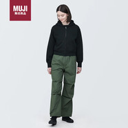 無印良品（MUJI）女式 緊密編織 運動衫 衛(wèi)衣 女士女款 黑色-連帽 XL 