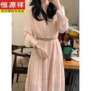 恒源祥長款氣質(zhì)羊毛針織連衣裙秋冬新款純色收腰圓領(lǐng)毛線裙打底裙女神 深灰 2XL 女140-160斤