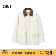 森馬外套女中長(zhǎng)款寬松翻領(lǐng)刺繡春秋復(fù)古燈芯絨夾克109524108005