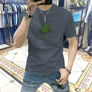 Fekked香港潮牌短袖男T恤夏季新款簡(jiǎn)約印花上衣男體恤修身百搭休閑半袖 深灰色 XL