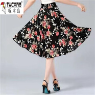 啄木鳥(niǎo)（TUCANO）夏季中年老年半身裙子碎花短裙中年婦女?huà)孧媽中裙冰絲廣場(chǎng)跳舞太 3 號色 裙長(cháng)63CM 均碼90-150斤穿