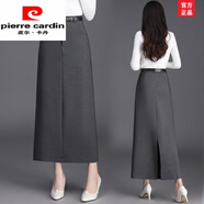 皮爾卡丹（pierre cardin）毛呢半身裙女冬裙新款長(zhǎng)款一步裙開(kāi)叉包臀裙通勤西裙及踝長(zhǎng)裙秋冬 灰色 西裝布料款 20/M 2尺 27碼