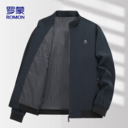 羅蒙（ROMON）夾克男士春秋季外套純色立領(lǐng)百搭行政商務(wù)休閑男裝ii6 深藍(lán) XL 