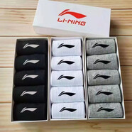 李寧1990襪子運動(dòng)春夏季中長(cháng)潮百搭防臭男女半袖學(xué)生純棉恤上衣 短筒3白2黑禮盒裝36-42L_N