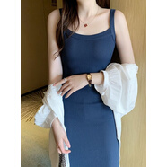 公子玉2025春秋新款韓版chic百搭寬松吊帶背心針織連衣裙女氣質(zhì)裙子SYL 包臀修身長(cháng)款海藍色 S 均碼