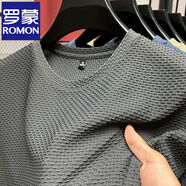 羅蒙（ROMON）彈力竹節(jié)網(wǎng)眼冰絲短袖T恤男半袖男打底衫夏季新款薄款圓領(lǐng)男T恤衫 深灰色【冰絲高品質(zhì)單件裝】 XL 【建議130-150斤】