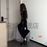 京噶赫本風(fēng)黑色連衣裙子女裝秋冬季2024感小個(gè)子內(nèi)搭打底長(zhǎng)裙 【黑色】?jī)?nèi)搭/連身裙/廳里廳氣/ XL 【低價(jià)運(yùn)費(fèi)險(xiǎn) 】