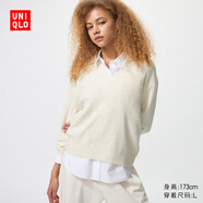 優(yōu)衣庫女裝可機(jī)洗羅紋半開領(lǐng)針織衫/毛衣25秋冬新款480414 30 淺米色 3XL /170/108