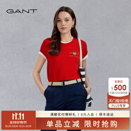 GANT/甘特【100%棉】男女同款情侶裝簡約學(xué)院風(fēng)舒適短袖重磅T恤 667紅色 2XL