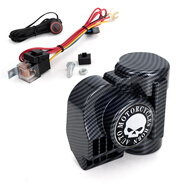 法賓蝸牛氣喇叭汽車汽笛喇叭小轎車大貨車通用12V24V電氣喇叭超響喇叭 蝸牛氣喇叭黑色骷髏+線束+按鈕 12V