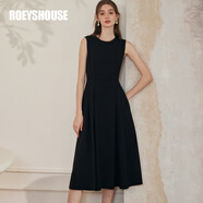 ROEYSHOUSE羅衣優(yōu)雅簡(jiǎn)約無(wú)袖連衣裙新款春夏裝高級年會(huì )大擺禮服09928 黑色 2XL （建議拍前聯(lián)系客服確認哦）