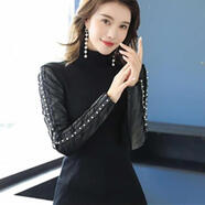 女冬新款保暖棉袖皮袖子打底衫加厚加絨毛衣內搭皮草馬甲 （袖子加棉）珍珠款高領(lǐng) S