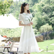 紫蒙新中式連衣裙夏季2024新款學(xué)生少女高中初中生女生衣服長(cháng)裙子夏天 時(shí)尚韓版白色 均碼（可備注碼數）