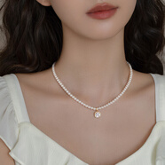 伊燦輕奢水鉆吊墜仿珍珠項鏈女小眾設(shè)計鎖骨鏈2025新款爆款小米珠頸鏈 白色水鉆珍珠項鏈