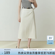 范思藍恩灰色裙子半身裙女春秋氣質(zhì)開(kāi)叉a字裙高腰顯瘦西裝裙11368 米色 L