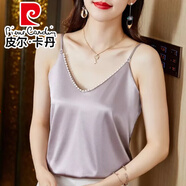 皮爾卡丹（pierre cardin）吊帶背心女2025夏季新款白色打底衫短款小背心內(nèi)搭外穿小吊帶衫 時尚灰 M