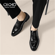 MR.DE樸晨男鞋OKKO男士百搭輕奢透氣軟底皮鞋 黑色 43