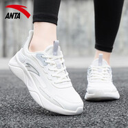 安踏（ANTA）跑步鞋女鞋2025夏季新款網(wǎng)面透氣緩震回彈女子跑鞋輕便運動鞋 淺米白/一度灰5540 35.5