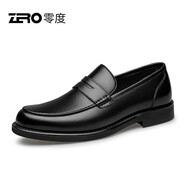 零度尚品正裝皮鞋新品商務(wù)休閑套腳一腳蹬豆豆鞋真皮舒適軟底真皮 黑色 42