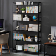 木馬人多層簡(jiǎn)易書(shū)架落地層架置物架儲物柜子收納架展示柜書(shū)房書(shū)柜辦公架 【整體純竹】黑色-六層100長(cháng)