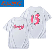 蕉京球星美式投籃服短袖男球星系列運(yùn)動(dòng)休閑T恤寬松圓領(lǐng)速干ins百搭黑 白色短袖保羅喬治George13 XL