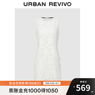 UR2025秋季新款女裝花卉蕾絲刺繡蝴蝶結A字連衣裙UWG750217 本白 M