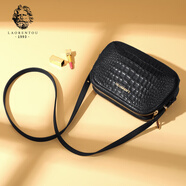 老人頭單肩包情人節鱷魚(yú)紋女士包包百搭手機包牛皮媽媽包38婦女節禮物 黑色JD905186J1POP77L1A