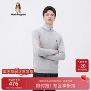 暇步士（Hush Puppies）男裝秋基礎款多色百搭圓領(lǐng)羊毛混紡針織衫 048中灰1 XL