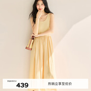 伊芙麗（eifini）【天鵝裙】伊芙麗U領(lǐng)顯瘦收腰氣質(zhì)傘擺背心連衣裙女2025春季新款 檸檬黃小個(gè)子版 XL 135斤以上