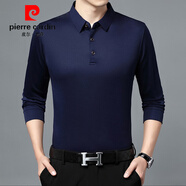皮爾卡丹（pierre cardin）真口袋長(cháng)袖t恤男春秋季新款男士中老年冰絲寬松polo 衫男爸爸裝 興30+翻領(lǐng)純色長(cháng)袖扣子款上青 2XL 180建議152-162斤