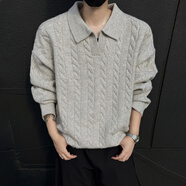 梵調（VEDEOL）2025高品質(zhì)不起球毛衣男秋冬季寬松休閑加厚套頭針織衫男含羊毛 灰色 L 體重115-130合適